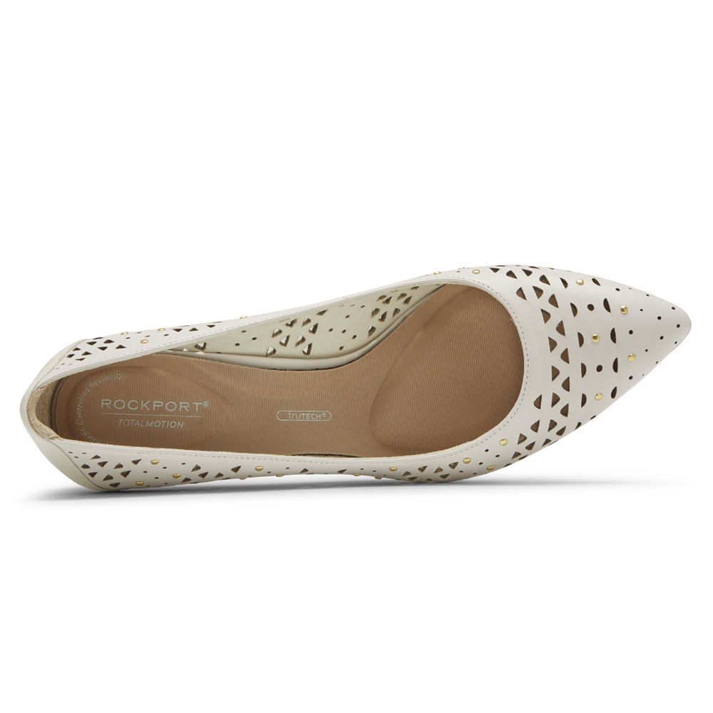 Rockport Singapore Womens Heels - Total Motion 75mm Perforated Studded White - KE2846901